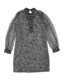 Dolce & Gabbana Kids  Dress Tweed Floral  Silk Black